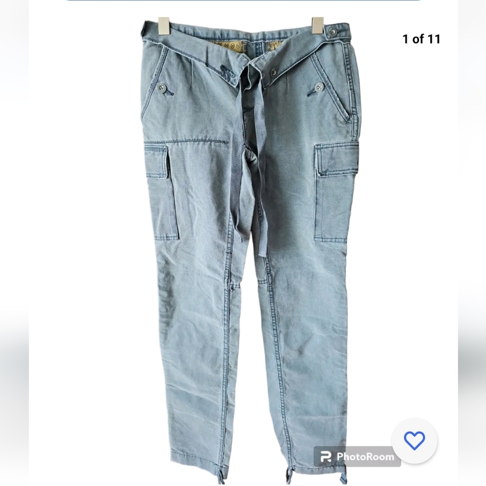 FREE PEOPLE Cotton Drawstring Hem Foldover Waist Cargo Pockets Pant NWT Size 26‎